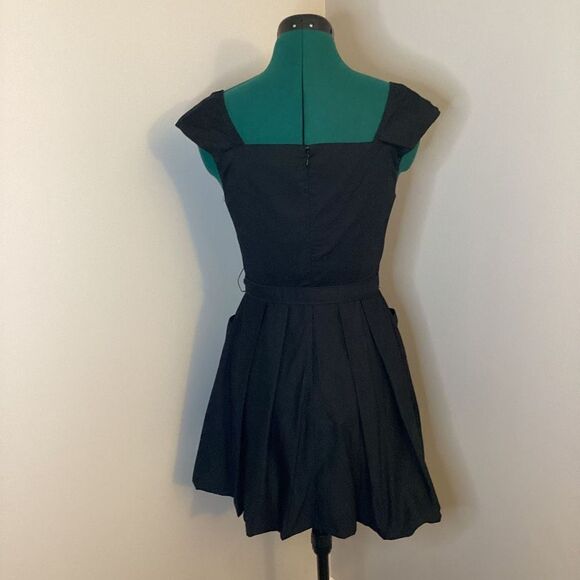 Armani Exchange Belted Little Black Dress Off the Shoulder Puffy Bubble Hem Pock - Picture 3 of 10